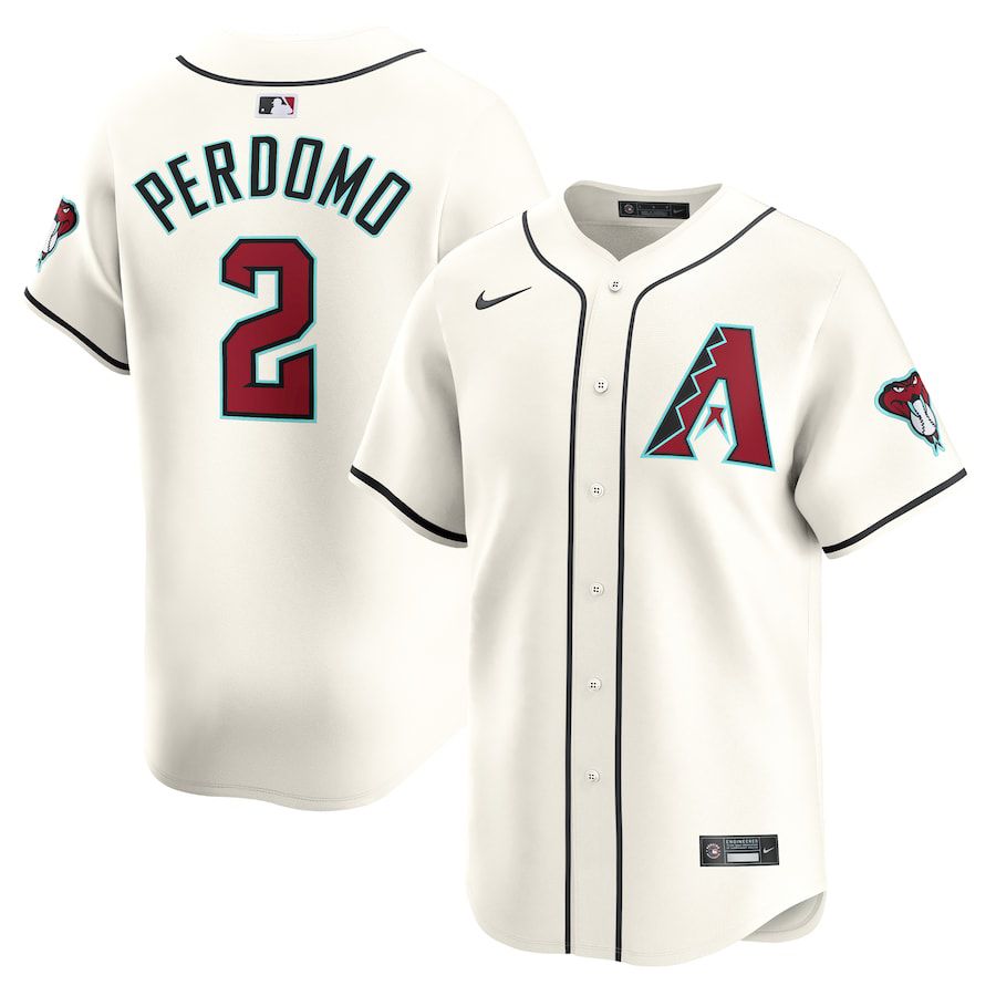 Men Arizona Diamondback #2 Geraldo Perdomo Nike White Home Limited Player MLB Jersey